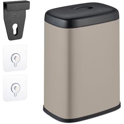 Relaxdays Cubo de Basura Pared, 5 litros, para Colgar o Pegar, Papelera Interior Extraíble, Basurero Cocina, Baño, Beige, Plástico Hierro, 29 x 21.5 x 16.5 cm Relaxdays Cubo de Basura Pared, 5 litros, para Colgar o Pegar, Papelera Interior Extraíble, Basurero Cocina, Baño, Beige, Plástico Hierro, 29 x 21.5 x 16.5 cm