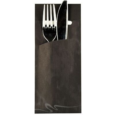 PAPSTAR Bolsillos para Cubiertos, Negro, 20x8,5cm PAPSTAR Bolsillos para Cubiertos, Negro, 20x8,5cm