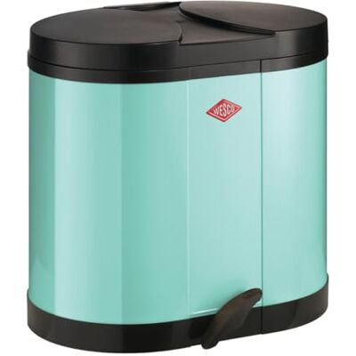 WESCO Colector ecológico 170 en color verde menta, chapa de acero pulverizada, dos insertos de plástico con 15 litros de volumen, pedal de plástico WESCO Colector ecológico 170 en color verde menta, chapa de acero pulverizada, dos insertos de plástico con 15 litros de volumen, pedal de plástico