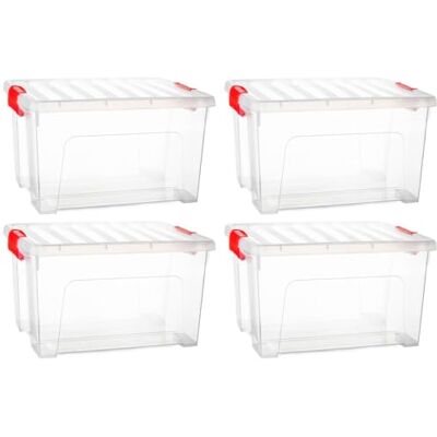 AC Pk de 4 Cajas de Almenamiento KLIP K2 Fabricado en plástico Contenedor para almenar Libros, Ropa, Mantas 34,5 x 43,5 x 25 cm 25 litros AC Pk de 4 Cajas de Almenamiento KLIP K2 Fabricado en plástico Contenedor para almenar Libros, Ropa, Mantas 34,5 x 43,5 x 25 cm 25 litros