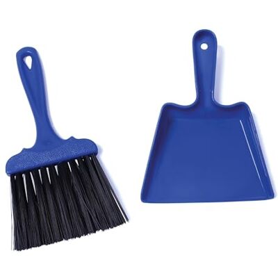 LifeChic Juego de recogedor y escobilla Azul, cerdas Resistentes, Mango con Orificio LifeChic Juego de recogedor y escobilla Azul, cerdas Resistentes, Mango con Orificio
