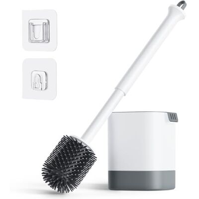 Alyvisun Escobilla Baño Silicona y Soporte, Set de Escobillas de Baño de Limpieza Profunda para el Baño, Escobilla WC Blanca con Base de Secado Rápido y Pinzas para Mantener Limpio el Baño Alyvisun Escobilla Baño Silicona y Soporte, Set de Escobillas de Baño de Limpieza Profunda para el Baño, Escobilla WC Blanca con Base de Secado Rápido y Pinzas para Mantener Limpio el Baño
