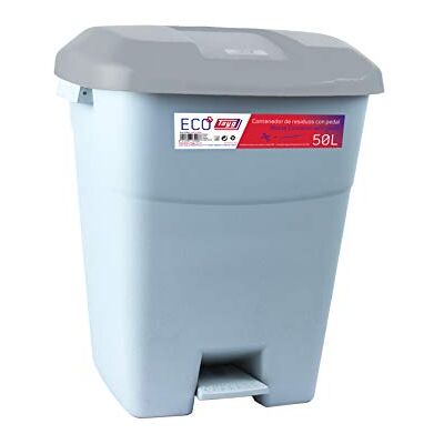 Tayg Contenedor de residuos con Pedal, Base Gris y Tapa Gris, 50 litros Tayg Contenedor de residuos con Pedal, Base Gris y Tapa Gris, 50 litros