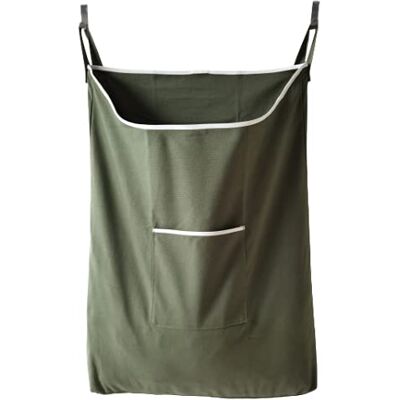 GORISEN Colector de lavandería, cesta de lavandería, bolsa de lavandería para colgar en la puerta con ganchos (verde militar, 65 litros) GORISEN Colector de lavandería, cesta de lavandería, bolsa de lavandería para colgar en la puerta con ganchos (verde militar, 65 litros)