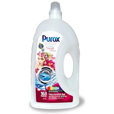 Clovin Purox PUROX COLOR Detergente Lavadora Líquido Gel Sensuelle Blumen (163 Lavados) – para ropa de color, con fragancia floral, elimina manchas, ecológico, protección antical, 4,9 L Clovin Purox PUROX COLOR Detergente Lavadora Líquido Gel Sensuelle Blumen (163 Lavados) – para ropa de color, con fragancia floral, elimina manchas, ecológico, protección antical, 4,9 L