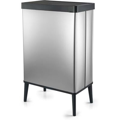 Curver Verto Cubo de basura alto de 54 L, 43,5x 26,5x 68,7cm, tapa a presión, diseño elegante, fácil de montar, apto para reciclaje, color plata perlada Curver Verto Cubo de basura alto de 54 L, 43,5x 26,5x 68,7cm, tapa a presión, diseño elegante, fácil de montar, apto para reciclaje, color plata perlada