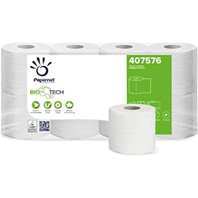 Papernet Bio Tech Papel higiénico (), 1 paquete de 8 rollos de papel higiénico autodisuelto para combatir naturalmente las bacterias patógenas, 2 capas, 250 hojas Papernet Bio Tech Papel higiénico (), 1 paquete de 8 rollos de papel higiénico autodisuelto para combatir naturalmente las bacterias patógenas, 2 capas, 250 hojas