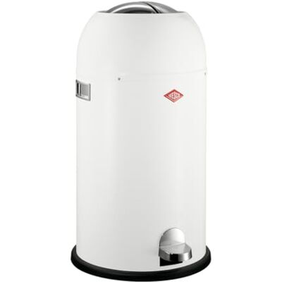 WESCO Kickmaster Cubo de basura (chapa de acero con recubrimiento en polvo, amortiguador integrado, 33 litros de capacidad, ranura grande), color blanco WESCO Kickmaster Cubo de basura (chapa de acero con recubrimiento en polvo, amortiguador integrado, 33 litros de capacidad, ranura grande), color blanco