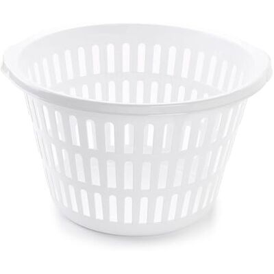 AC Cesta para la Ropa Redonda Pongotodo de plástico Cesta Colada Redonda Ideal para el almenamiento y organizión de la ropa Ø 45 x 28 cm Color Blanco AC Cesta para la Ropa Redonda Pongotodo de plástico Cesta Colada Redonda Ideal para el almenamiento y organizión de la ropa Ø 45 x 28 cm Color Blanco