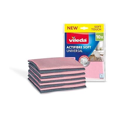 Vileda Actifibre Soft Universal, bayeta Multiusos de 100% Microfibra, Limpieza sin Marcas, Muy Absorbente, Tacto Suave, Lavable a 60 °C, Rosa Claro y Gris Vileda Actifibre Soft Universal, bayeta Multiusos de 100% Microfibra, Limpieza sin Marcas, Muy Absorbente, Tacto Suave, Lavable a 60 °C, Rosa Claro y Gris