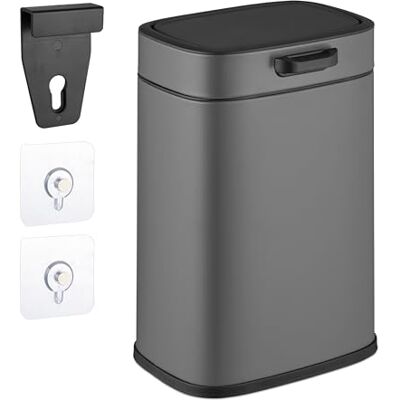 Relaxdays Cubo de Basura Colgante, 5 litros, para Montaje en Pared, Papelera Interior, Basurero Cocina, Baño, Gris Relaxdays Cubo de Basura Colgante, 5 litros, para Montaje en Pared, Papelera Interior, Basurero Cocina, Baño, Gris
