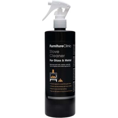 Furniture Clinic Limpiador de Vidrio y Metal para Estufas – Elimina ceniza, hollín y suciedad de puertas de cristal y superficies metálicas de estufas y chimeneas – Spray de 500ml Furniture Clinic Limpiador de Vidrio y Metal para Estufas – Elimina ceniza, hollín y suciedad de puertas de cristal y superficies metálicas de estufas y chimeneas – Spray de 500ml