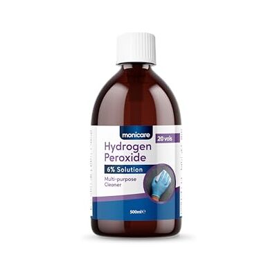 Monicare Peróxido de Hidrógeno 6% para Limpieza Doméstica, Pretratamiento de Ropa, Eliminación de Manchas y Cuidado del Hogar 500ml Monicare Peróxido de Hidrógeno 6% para Limpieza Doméstica, Pretratamiento de Ropa, Eliminación de Manchas y Cuidado del Hogar 500ml