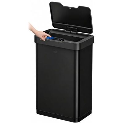 EKO Mirage-T Cubo de basura rectangular con sensor de movimiento sin contacto de 50 litros/13.2 galones, acabado de acero inoxidable cepillado (negro mate) EKO Mirage-T Cubo de basura rectangular con sensor de movimiento sin contacto de 50 litros/13.2 galones, acabado de acero inoxidable cepillado (negro mate)