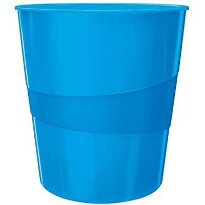 Leitz Papelera de plástico, 6 unidades, 15 litros, azul, WOW, 52781036 Leitz Papelera de plástico, 6 unidades, 15 litros, azul, WOW, 52781036