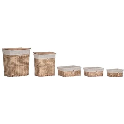 AlexandreHouse CESTA ROPA SET 5 MIMBRE ALGODON 47X35X55 BEIGE AlexandreHouse CESTA ROPA SET 5 MIMBRE ALGODON 47X35X55 BEIGE