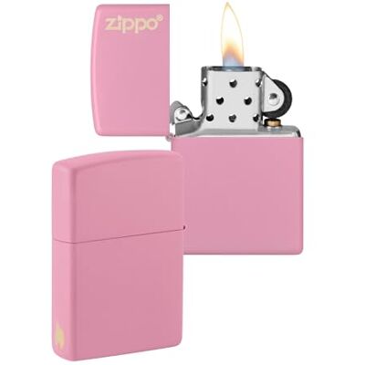 Zippo Encendedor a Prueba de Viento Diseño de Logo y Llama Rosa Mate Recargable Reutilizable Diseño a Prueba de Viento Caja de Regalo Hecho en EEUU Exclusivo en Amazon Zippo Encendedor a Prueba de Viento Diseño de Logo y Llama Rosa Mate Recargable Reutilizable Diseño a Prueba de Viento Caja de Regalo Hecho en EEUU Exclusivo en Amazon