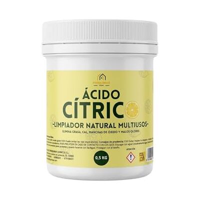 Proquimar Ácido Cítrico 500g Limpiador Natural Multiusos Elimina Cal, Grasa y Óxido Desincrustante Ecológico para Hogar, Cocina y Baño Proquimar Ácido Cítrico 500g Limpiador Natural Multiusos Elimina Cal, Grasa y Óxido Desincrustante Ecológico para Hogar, Cocina y Baño