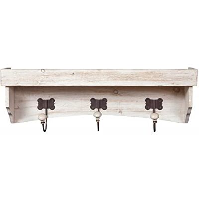 Biscottini Perchero de pared de madera de 62 x 22 cm Perchero de baño con ganchos Perchero de pared Biscottini Perchero de pared de madera de 62 x 22 cm Perchero de baño con ganchos Perchero de pared