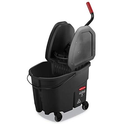 Rubbermaid Commercial Products Rubbermaid Commercial WaveBrake 2.0® Cubo y escurridor de fregona de 35 Cuartos de galón, Color Negro () Rubbermaid Commercial Products Rubbermaid Commercial WaveBrake 2.0® Cubo y escurridor de fregona de 35 Cuartos de galón, Color Negro ()