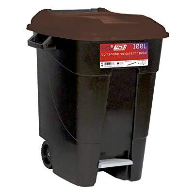 Tayg Eco- Contenedor de residuos con pedal100 litros, base negra y tapa marrón Tayg Eco- Contenedor de residuos con pedal100 litros, base negra y tapa marrón