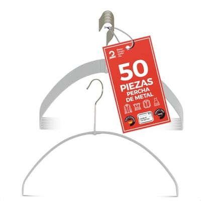 MAWA Perchas Light, Set de 50 Perchas Ahorra Espacio y Antideslizantes, Ideales para Camisetas, Tops y Suéteres Ligeros, Gancho Giratorio 360°, 40 cm, Blanco MAWA Perchas Light, Set de 50 Perchas Ahorra Espacio y Antideslizantes, Ideales para Camisetas, Tops y Suéteres Ligeros, Gancho Giratorio 360°, 40 cm, Blanco