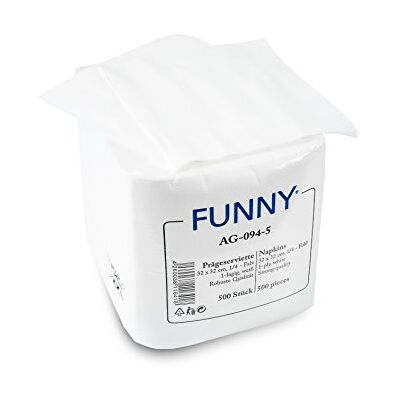 Funny Servilletas en relieve, 1 capa, color blanco brillante, 33 x 33 cm, con pliegue 1/4 (10 paquetes de 500 servilletas) Funny Servilletas en relieve, 1 capa, color blanco brillante, 33 x 33 cm, con pliegue 1/4 (10 paquetes de 500 servilletas)