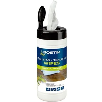 Bostik TOALLITAS DE LIMPIEZA, Alta Capacidad de Limpieza, Testado Dermatológicamente por Laboratorios Certificados, Limpieza de Manos, Piel, Herramientas y Superficies, Bote 80 Toallitas Bostik TOALLITAS DE LIMPIEZA, Alta Capacidad de Limpieza, Testado Dermatológicamente por Laboratorios Certificados, Limpieza de Manos, Piel, Herramientas y Superficies, Bote 80 Toallitas
