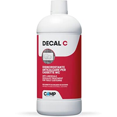 CAMP Decal C Desincrustante antical para cisternas de inodoros y WC exteriores, disuelve rápidamente la cal sin dejar depósitos calcáreos, seguro para plásticos y gomas, Made in Italy, 1l CAMP Decal C Desincrustante antical para cisternas de inodoros y WC exteriores, disuelve rápidamente la cal sin dejar depósitos calcáreos, seguro para plásticos y gomas, Made in Italy, 1l