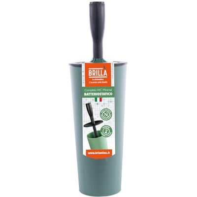 La Briantina Inodoro mínimo bacteriostático con escobilla y Tapa integrada, Color Verde Oliva La Briantina Inodoro mínimo bacteriostático con escobilla y Tapa integrada, Color Verde Oliva