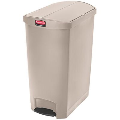 Rubbermaid Commercial Products Slim Jim Contenedor con pedal lateral, capacidad de 90 l, beige Rubbermaid Commercial Products Slim Jim Contenedor con pedal lateral, capacidad de 90 l, beige