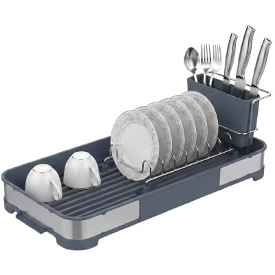 Amig Escurreplatos pequeño Siba 44,5 x 20,6 x 13 cm Acero Inoxidable y Polipropileno Color Gris Escurridor con Bandeja y Soporte para Cubiertos Capacidad 7 Platos y 4 Vasos Amig Escurreplatos pequeño Siba 44,5 x 20,6 x 13 cm Acero Inoxidable y Polipropileno Color Gris Escurridor con Bandeja y Soporte para Cubiertos Capacidad 7 Platos y 4 Vasos