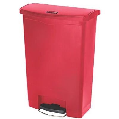 Rubbermaid Commercial Products Slim Jim Contenedor con pedal frontal, capacidad de 90 l, rojo Rubbermaid Commercial Products Slim Jim Contenedor con pedal frontal, capacidad de 90 l, rojo