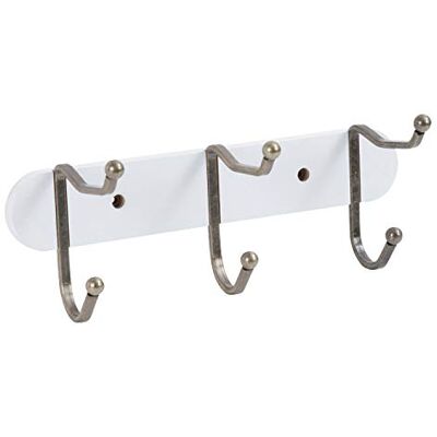 axentia Perchero de Montaje en Pared, Colgador para Pared, Perchero de Pared de MDF con 3 Ganchos de Metal, aprox. 29 x 11,3 x 10,7 cm, Blanco/latón axentia Perchero de Montaje en Pared, Colgador para Pared, Perchero de Pared de MDF con 3 Ganchos de Metal, aprox. 29 x 11,3 x 10,7 cm, Blanco/latón