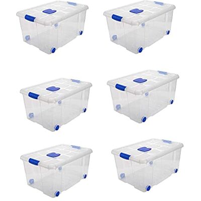 AC Pk de 6 Cajas de Almenamiento Fabricado en plástico Contenedor para almenar Libros, Ropa, Mantas N.º 5-30,5 x 61,5 x 43,5 cm 57 litros AC Pk de 6 Cajas de Almenamiento Fabricado en plástico Contenedor para almenar Libros, Ropa, Mantas N.º 5-30,5 x 61,5 x 43,5 cm 57 litros