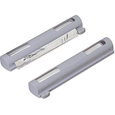 Relaxdays Dispensadores Film Cocina Set 2, Rollo Transparente y Aluminio, Ventanilla, Cortes Limpios Cada Vez, Gris Relaxdays Dispensadores Film Cocina Set 2, Rollo Transparente y Aluminio, Ventanilla, Cortes Limpios Cada Vez, Gris