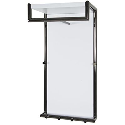 HAKU Perchero de pared con estante perchero de recibidor riel de ganchos de metal cromado oscuro en antracita, con 6 pomos y barra para ropa, Medidas: An 40 x Al 80 x Pr 30 cm, Estilo: moderno HAKU Perchero de pared con estante perchero de recibidor riel de ganchos de metal cromado oscuro en antracita, con 6 pomos y barra para ropa, Medidas: An 40 x Al 80 x Pr 30 cm, Estilo: moderno