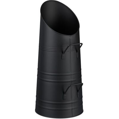 Relaxdays Cubo de Carbón 9 L, Hierro, Recipiente para Pellets con 2 Asas, Recogedor de Cenizas Chimenea, Metal, Negro Relaxdays Cubo de Carbón 9 L, Hierro, Recipiente para Pellets con 2 Asas, Recogedor de Cenizas Chimenea, Metal, Negro