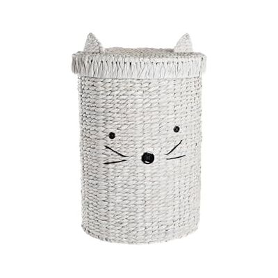 ZOMTOON CESTA ROPA FIBRA 42X42X63 GATO BLANCO ZOMTOON CESTA ROPA FIBRA 42X42X63 GATO BLANCO