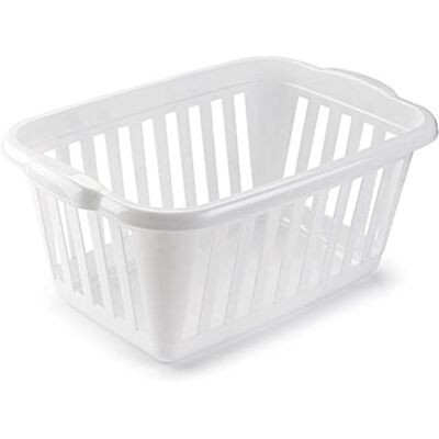 AC Cesta para la Ropa Sucia Forma Rectangular Fabricado en Plástico Cesto para la Colada Almenamiento 26 x 60 x 40 cm Color Blanco AC Cesta para la Ropa Sucia Forma Rectangular Fabricado en Plástico Cesto para la Colada Almenamiento 26 x 60 x 40 cm Color Blanco