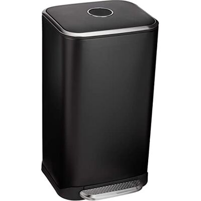 Amazon Basics Cubo de basura negro con pedal 32 L - Cubo de basura Amazon Basics Cubo de basura negro con pedal 32 L - Cubo de basura
