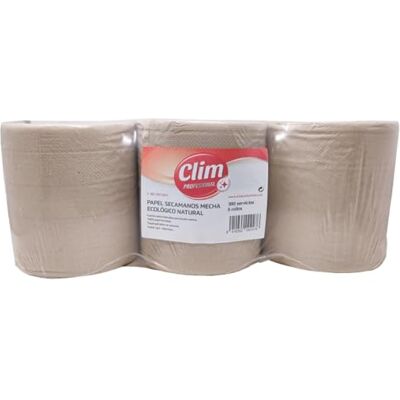 Clim Profesional Pack 6 rollos papel secamanos ecológico. Línea eco Natural, 100% papel reciclado ideal para empresas, oficinas, colectividades y negocios. Clim Profesional Pack 6 rollos papel secamanos ecológico. Línea eco Natural, 100% papel reciclado ideal para empresas, oficinas, colectividades y negocios.