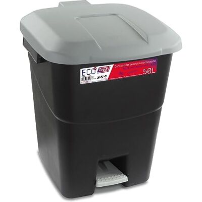 Tayg Contenedor de residuos con Pedal, Base Negra y Tapa Gris, 50 litros Tayg Contenedor de residuos con Pedal, Base Negra y Tapa Gris, 50 litros