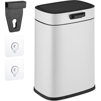 Relaxdays Cubo de Basura Colgante, 5 litros, para Montaje en Pared Papelera Interior, Basurero Cocina, Baño, Blanco Relaxdays Cubo de Basura Colgante, 5 litros, para Montaje en Pared Papelera Interior, Basurero Cocina, Baño, Blanco