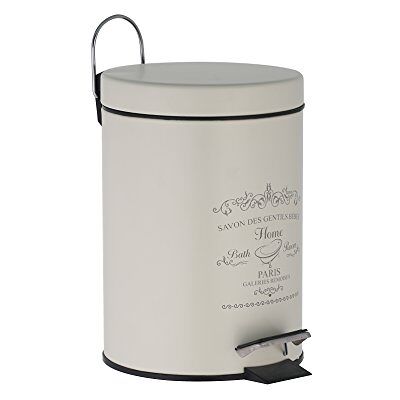 axentia Paris Cubo de Basura metálico para baño, Capacidad de 3 l, Aprox. 17 x 24,5 cm, Color Blanco Antiguo axentia Paris Cubo de Basura metálico para baño, Capacidad de 3 l, Aprox. 17 x 24,5 cm, Color Blanco Antiguo