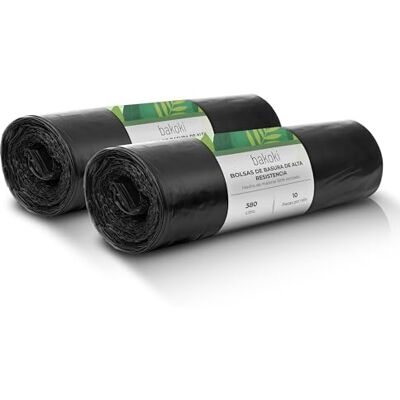 BAKOKI Bolsas de basura de 380 l, extremadamente resistentes, extrafuertes, ideales para el hogar, el jardín y la empresa, 2 rollos de 10 unidades, bolsas de basura resistentes para renovación y BAKOKI Bolsas de basura de 380 l, extremadamente resistentes, extrafuertes, ideales para el hogar, el jardín y la empresa, 2 rollos de 10 unidades, bolsas de basura resistentes para renovación y