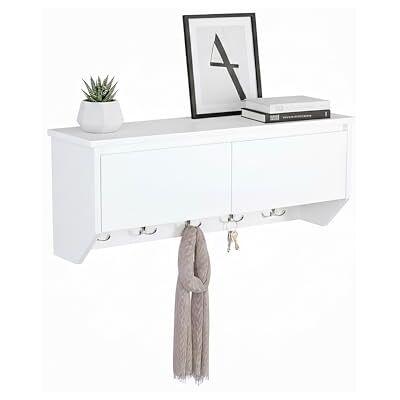 Relaxdays Perchero de Pared con Almacenamiento, 5 Ganchos, MDF Blanco, 30 x 78 x 20 cm, Moderno para Pasillo Relaxdays Perchero de Pared con Almacenamiento, 5 Ganchos, MDF Blanco, 30 x 78 x 20 cm, Moderno para Pasillo