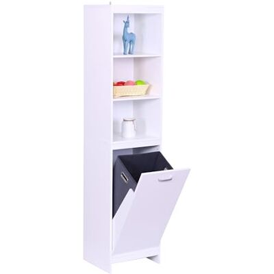 Relaxdays Armario de lavandería Alto, 3 estantes, Bolsa de 44 l, 172×40×35 cm Blanco Relaxdays Armario de lavandería Alto, 3 estantes, Bolsa de 44 l, 172×40×35 cm Blanco