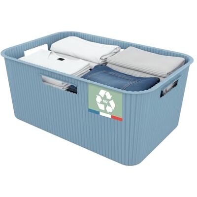 Sundis Vibes, cesto de ropa, 40L de capacidad, plástico reciclado, azul ártico, 4 asas laterales Sundis Vibes, cesto de ropa, 40L de capacidad, plástico reciclado, azul ártico, 4 asas laterales