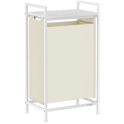 VASAGLE Cesto para Ropa Sucia, Cesta Colada, Bolsa de Tela Oxford Extraíble y Desmontable, Estante, Marco Metálico, 47 L, 42 x 28 x 75 cm, Blanco Crema y Blanco Mate BLH001W01 VASAGLE Cesto para Ropa Sucia, Cesta Colada, Bolsa de Tela Oxford Extraíble y Desmontable, Estante, Marco Metálico, 47 L, 42 x 28 x 75 cm, Blanco Crema y Blanco Mate BLH001W01